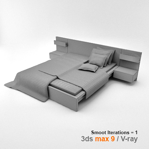 obj architectural visualization bedside cabinet - MALM bed 180 with bedside cabinet by lajhar